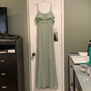 Morilee chiffon dress in “Sage”